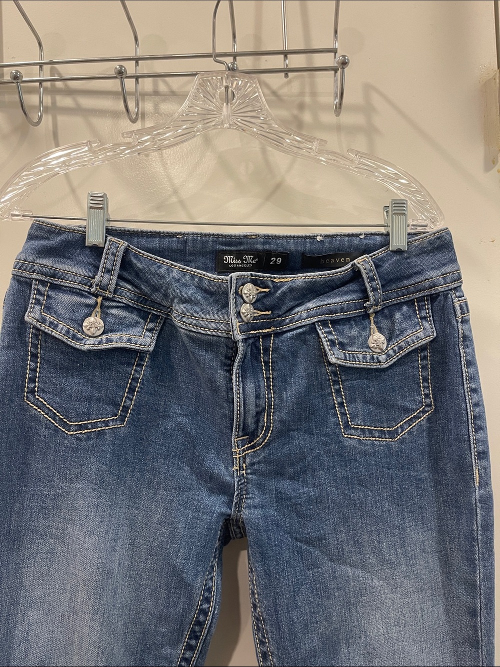 Miss Me Medium Blue Bootcut Jeans with Decorative Pockets - Picture 2 of 11